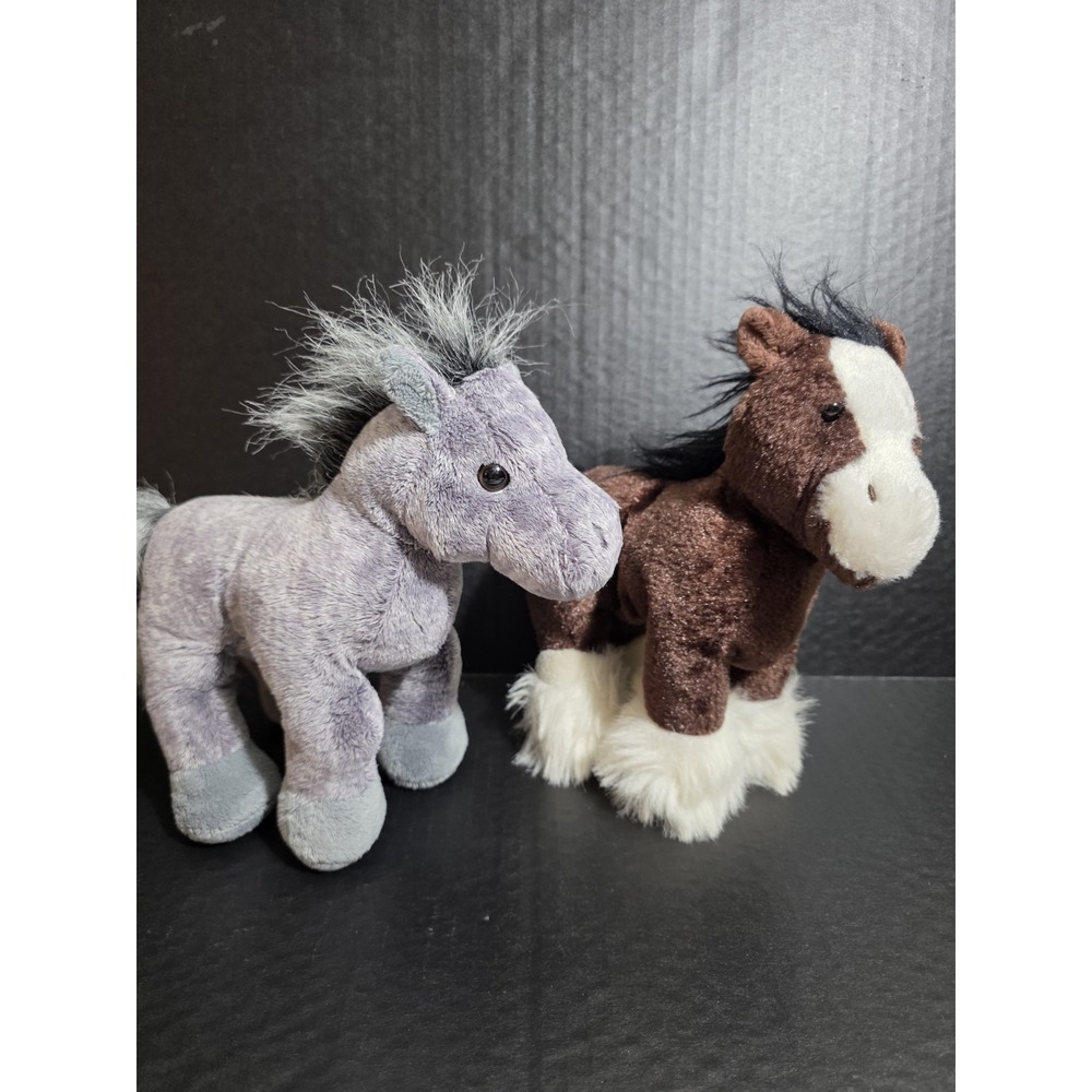 Webkinz Horse Lot Of 2 Gray Arabian & Clydesdale Stuffed Animal Toys NO CODES